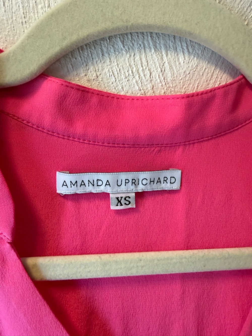 REVOLVE Amanda Uprichard 100% Silk Hot Pink Blouse XS Airy Spring Resort Top USA - Picture 4 of 6